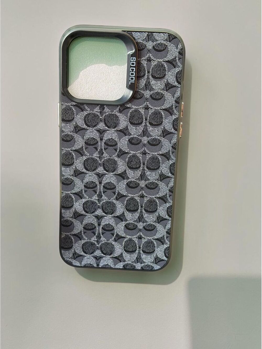 iPhone 16 Pro Max Black & Gray Monogram Print Protective Phone Case – NIP